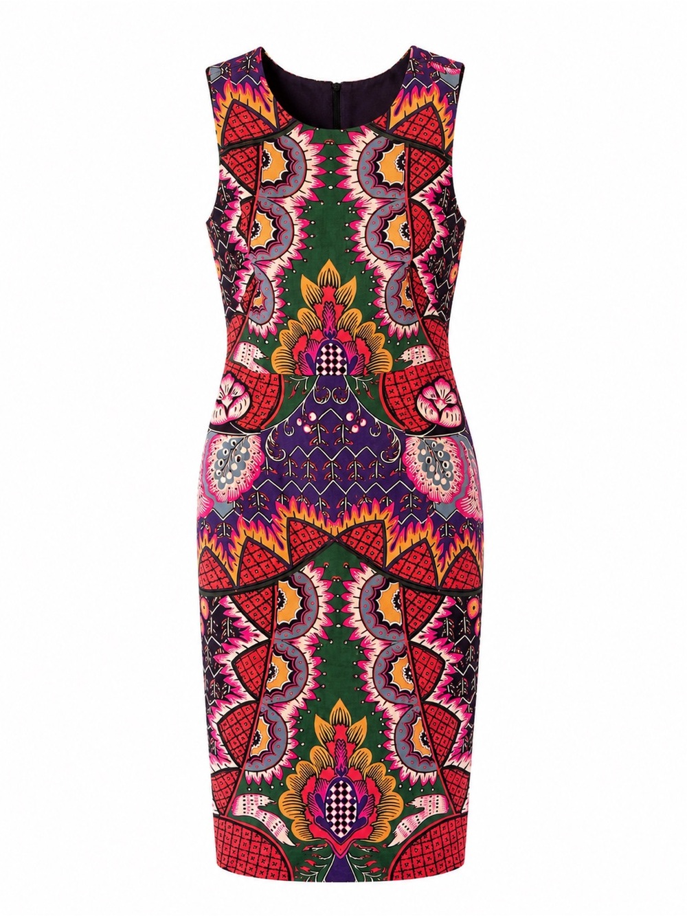 Maeve Anthropologie Vibrant Printed Sheath Dress Cutout Back Boho Mod Size 2